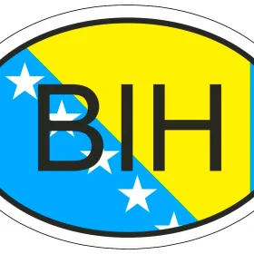 BIH BOSNIA COUNTRY CODE OVAL WITH FLAG vinyl sticker / printed vinyl decal