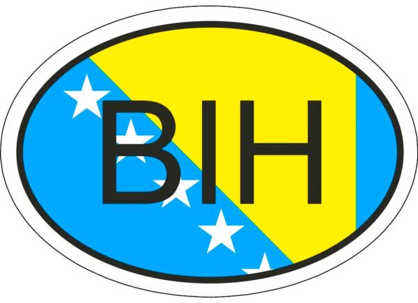 BIH BOSNIA COUNTRY CODE OVAL WITH FLAG vinyl sticker / printed vinyl decal