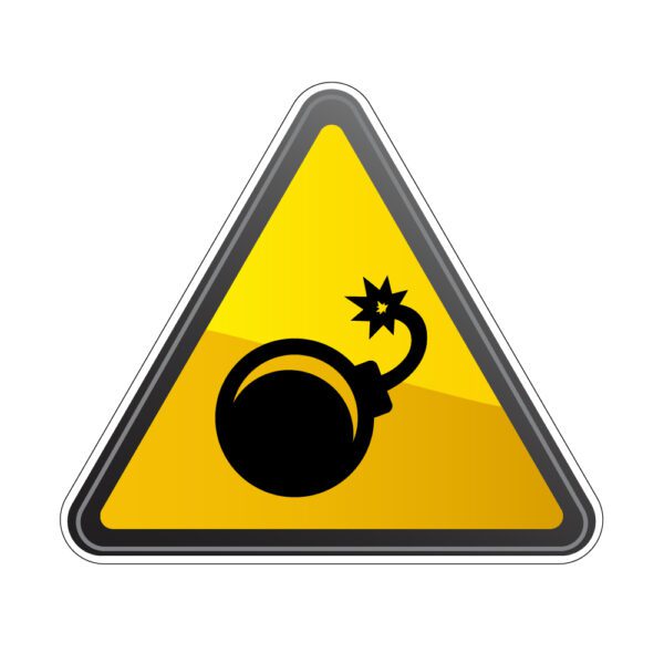 Add a touch of safety to your equipment with our explosive hazardous bomb vinyl sticker. The perfect way to warn others of potential hazards