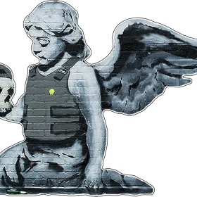 Banksy-Art-London-Girl-Angle-Skull