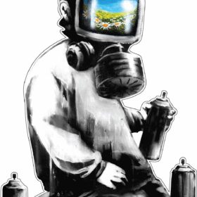 Banksy-Gas-Mask-Boy-Environmental-Damage-Flowers-Meadows-Vinyl-Sticker