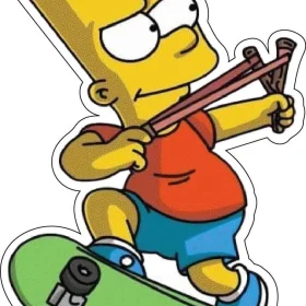 Bart Simpson Skating With Slingshot The Ultimate Skateboarding Mischief Style vinyl sticker