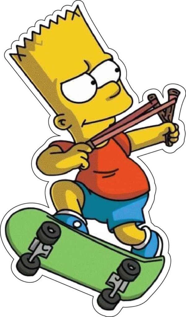 Bart Simpson Skating With Slingshot The Ultimate Skateboarding Mischief Style vinyl sticker