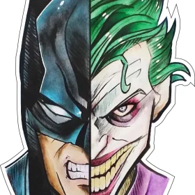 Batman Joker Fusion Good And Bad Interlacing Collusion Of Heroes And Villains Dynamic Enigma vinyl sticker