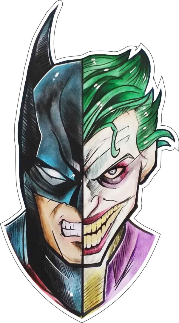 Batman Joker Fusion Good And Bad Interlacing Collusion Of Heroes And Villains Dynamic Enigma vinyl sticker