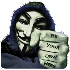 Be Your Own Hero Guy Fawkes V For Vendetta Anonymous Masked Man With Fist Tattoo And Mountain Night vinyl sticker