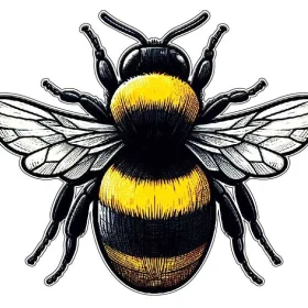 Honey Bee Work Hard Hive Rules Insect Kawaii Yellow And Black Hand Drawn Eco-Friendly Nature-Themed Playful Animal Fine Art vinyl sticker