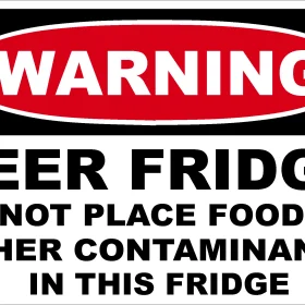 Beer Fridge Warning Label vinyl sticker