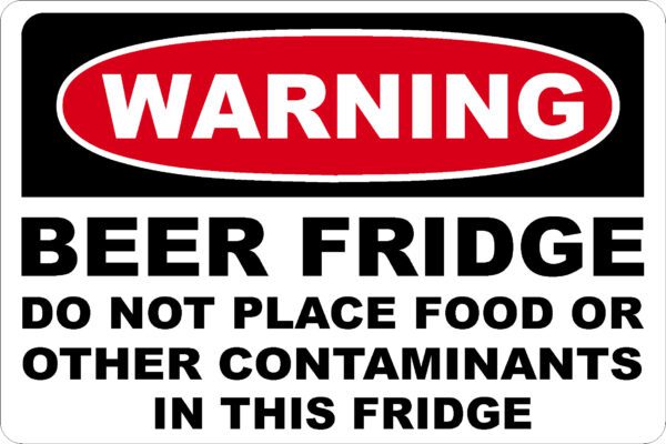 Beer Fridge Warning Label vinyl sticker