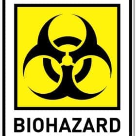 Biohazard Warning Caution Rectangle Yellow Sign Vinyl Sticker