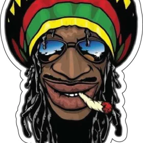 Bob Marley The Iconic Jamaican Musician Embracing Music Marijuana and Stylish Shades vinyl sticker