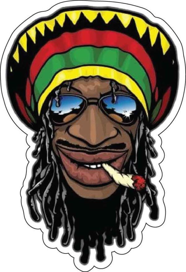Bob Marley The Iconic Jamaican Musician Embracing Music Marijuana and Stylish Shades vinyl sticker