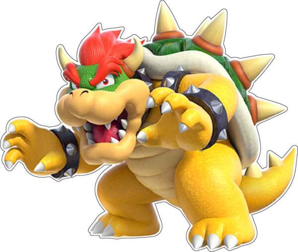 Bowser Super Mario Universe Cartoon Character King Koopa Angry Fighting Creature Primary Antagonist Nintendo Game Vinyl Sticker
