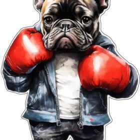 French Boxer Dog Cool And Cute Bulldog Wearing Boxing