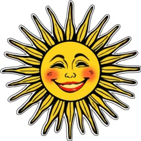 Bright Smiling Sun Face Cartoon Image Solar Logo vinyl sticker