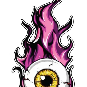 Burning Eyeball Large Flaming Retro Horrible Badeye Vinyl Sticker