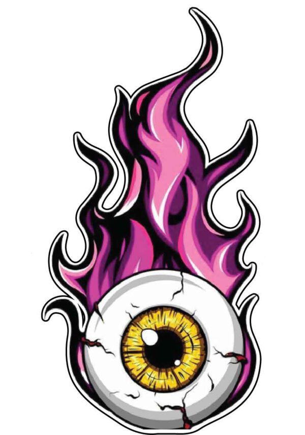Burning Eyeball Large Flaming Retro Horrible Badeye Vinyl Sticker