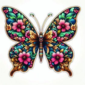 Floral Butterfly Colorful Boho Botanical Insect Vintage Folk Art Cute Aesthetic Nature vinyl sticker