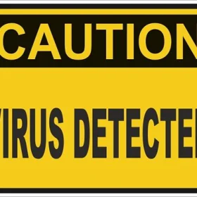 CAUTION VIRUS DETECTED WARNING FUNNY VINYL STICKER.JPG
