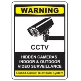 CCTV Hidden Cameras Video Surveillance Warning Sign Printed Vinyl Sticker