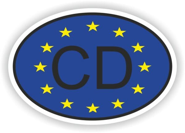 CD Corps Diplomatic COUNTRY CODE OVAL EUROPEAN UNION FLAG STICKER.JPG