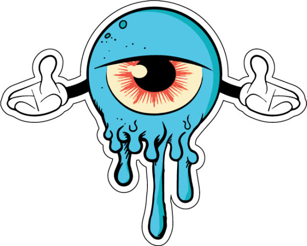 Cartoon Blue Dripping Eye With Spread Hands vinyl sticker printed vinyl ...