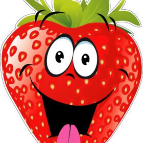 Cartoon Crazy Strawberry Laughing vinyl sticker