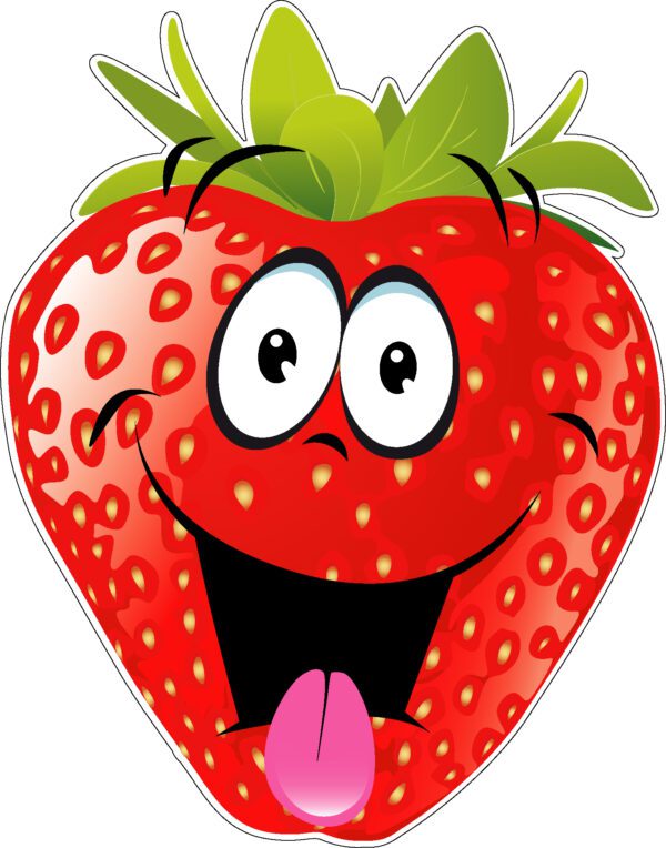 Cartoon Crazy Strawberry Laughing vinyl sticker