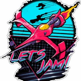 Cowboy Bebop Retro Lets Jam Rad Swordfish Bounty Hunter Space Ship Vinyl Sticker