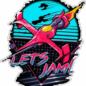 Cowboy Bebop Retro Lets Jam Rad Swordfish Bounty Hunter Space Ship Vinyl Sticker