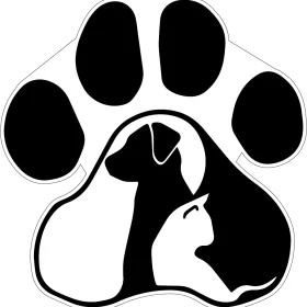 Cat And Dog Tranquil Paws Black And White Logo Pet Care Clinic Branding Art Animal Love Veterinary vinyl sticker