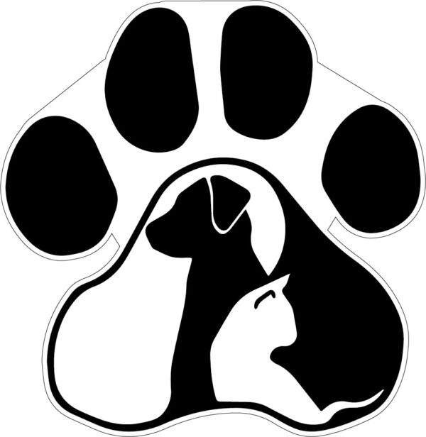 Cat And Dog Tranquil Paws Black And White Logo Pet Care Clinic Branding Art Animal Love Veterinary vinyl sticker