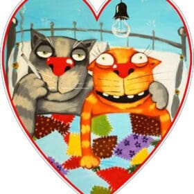 Cats in Love at Valentine's Day Vasya Lojkin Art vinyl sticker printed decal