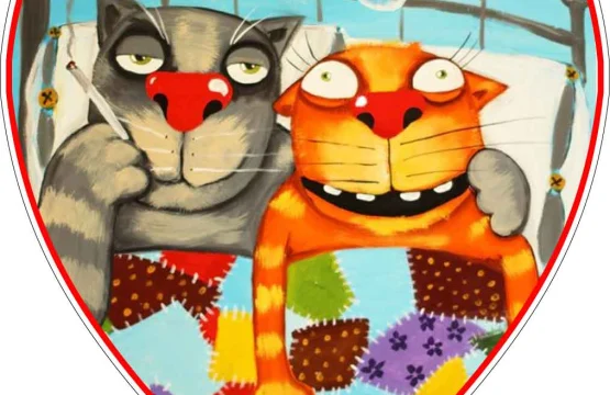 Cats in Love at Valentine's Day Vasya Lojkin Art vinyl sticker printed decal