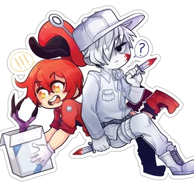 Cells At Work Red And White vinyl sticker