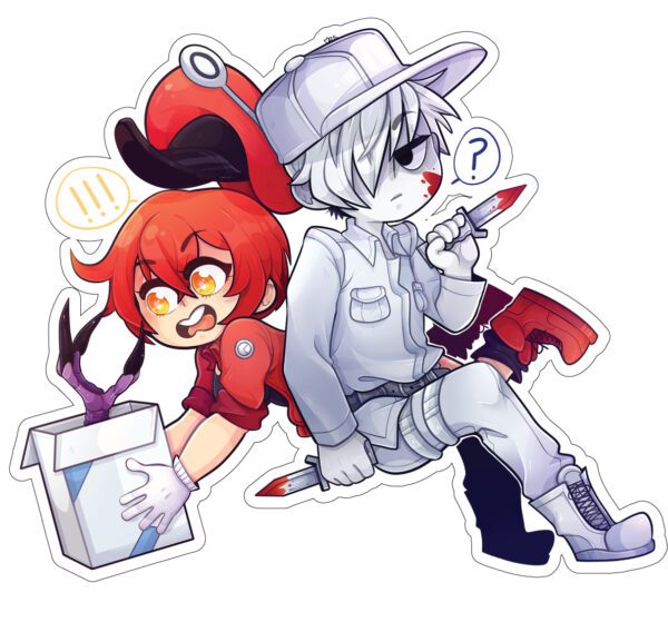 Cells At Work Red And White vinyl sticker