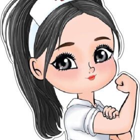 Chibi Cute Medical Nurse Showing We Can Do It Fuck Off Gesture Of Rosie The Riveter vinyl sticker