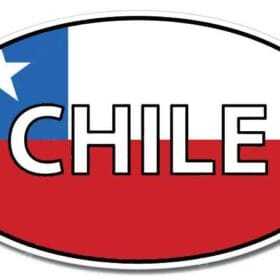 Chile Oval Euro Titled Flag Wall Window Car Sticker