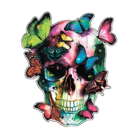 Colorful Butterflies Skull Flutter Wings Vinyl sticker