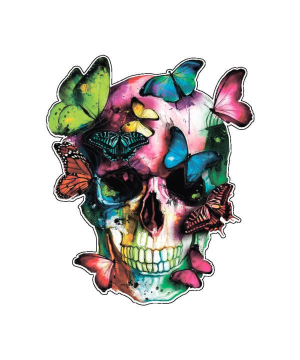 Colorful Butterflies Skull Flutter Wings Vinyl sticker