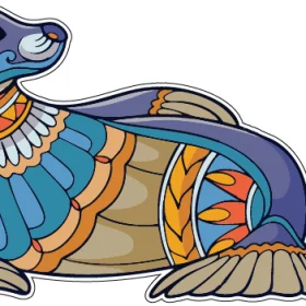 Colorful Cute Sea Lion Aztec Style Cartoon Design Mandala Color Art vinyl sticker