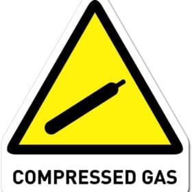 Compressed Gas Warning Caution Triangle Titled Sign Sticker