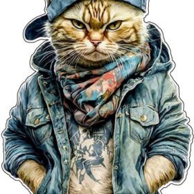 Cool Stylish Fancy Cat In A Hat With Feline Fashion Attitude Art vinyl sticker / printed vinyl decal