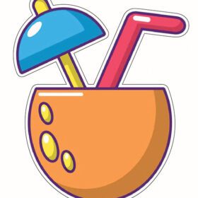 Coconut Cocktail Tropical Bliss Pink And Blue Summer Twist Umbrella Delight Sweet Chill Sip Refreshing Drink Design vinyl sticker