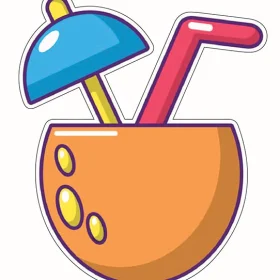 Coconut Cocktail Tropical Bliss Pink And Blue Summer Twist Umbrella Delight Sweet Chill Sip Refreshing Drink Design vinyl sticker