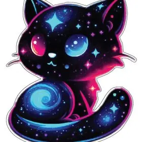 Cosmic Galaxy Cat Cute Space Kitty Kawaii Starry Aesthetic Fantasy Sci-Fi Art vinyl sticker