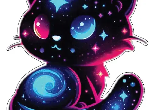 Cosmic Galaxy Cat Cute Space Kitty Kawaii Starry Aesthetic Fantasy Sci-Fi Art vinyl sticker