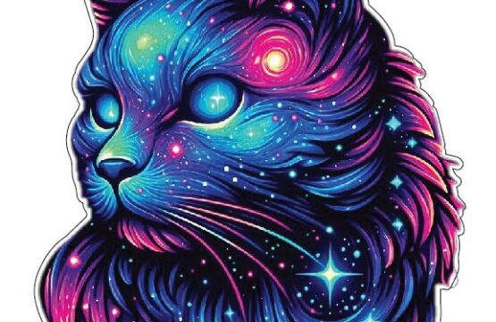 Cosmic Cat Psychedelic Art Galaxies Design Kaleidoscope Pattern Mystic Whiskers Celestial Kitten Universal Creature Star Flush Eyes Space Art vinyl sticker