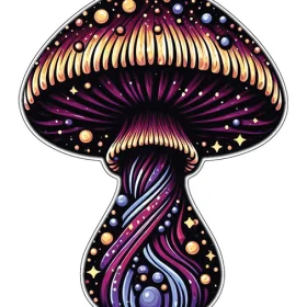 Galactic Psychedelic Cosmic Mushroom Trippy Space Shroom Ethereal Stellar Fungus Vibrant Celestial Fantasy vinyl sticker