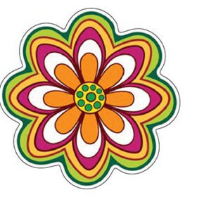 Cute Hippie Flower Groovy Blooms Psychedelic Flower Power Peace & Petals Adorable Boho Tiny Art Room Decor Love And Floral Vibes 60s vintage Art vinyl sticker